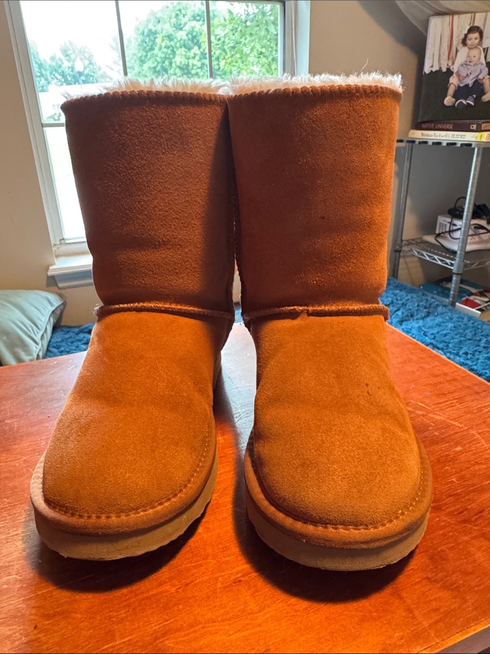 Joyinlove Cozy Faux-Fur Bow Booties - Tan Brown
